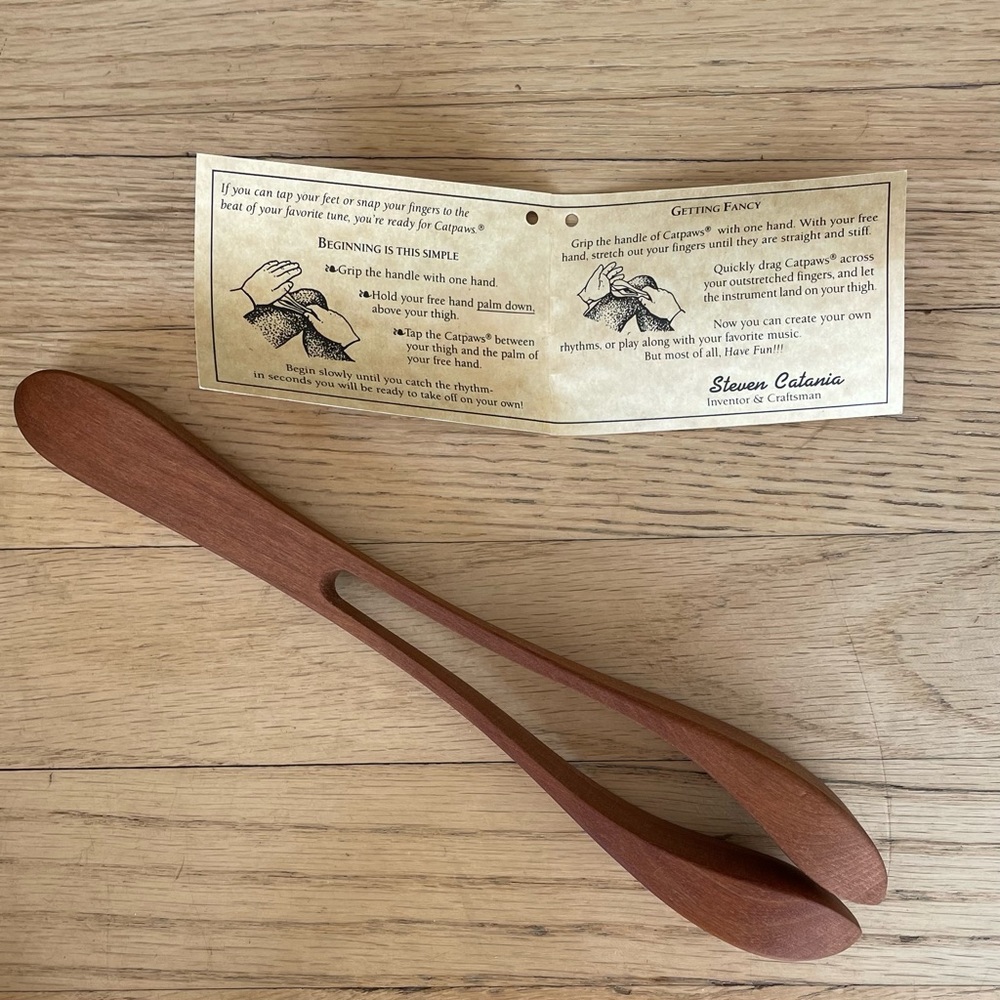 NIB 1991 Catpaws handmade musical wooden spoons
